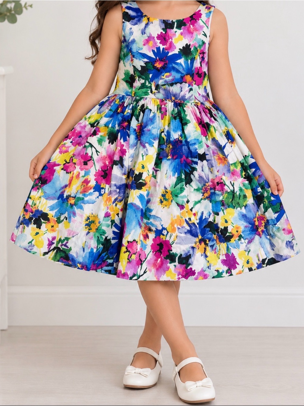 Polo by Ralph Lauren Bright Floral Sleeveless Fit-and-Flare Dress